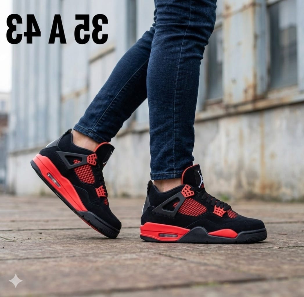 BOTAS RETRO 4 NEGRO ROJO